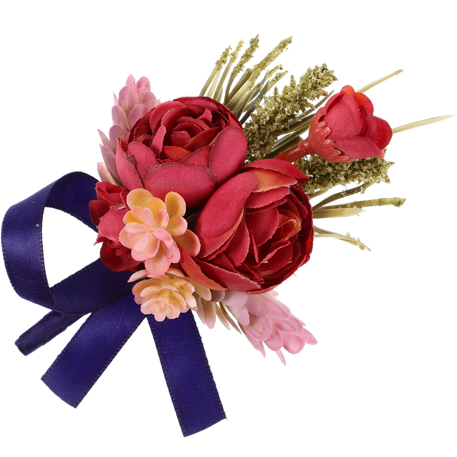 

2pcs Artificial Flower Corsage Hand Flower Decoration for Men Wedding Bridal Polyester Bridegroom Boutonniere Chest Pin Prop
