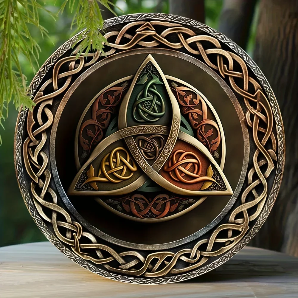 Celtic Crafts Arte de pared de Triskelion celta de 8.0 x 8.0 in - Placa de aluminio 2D - Gran regalo para patio/jardín