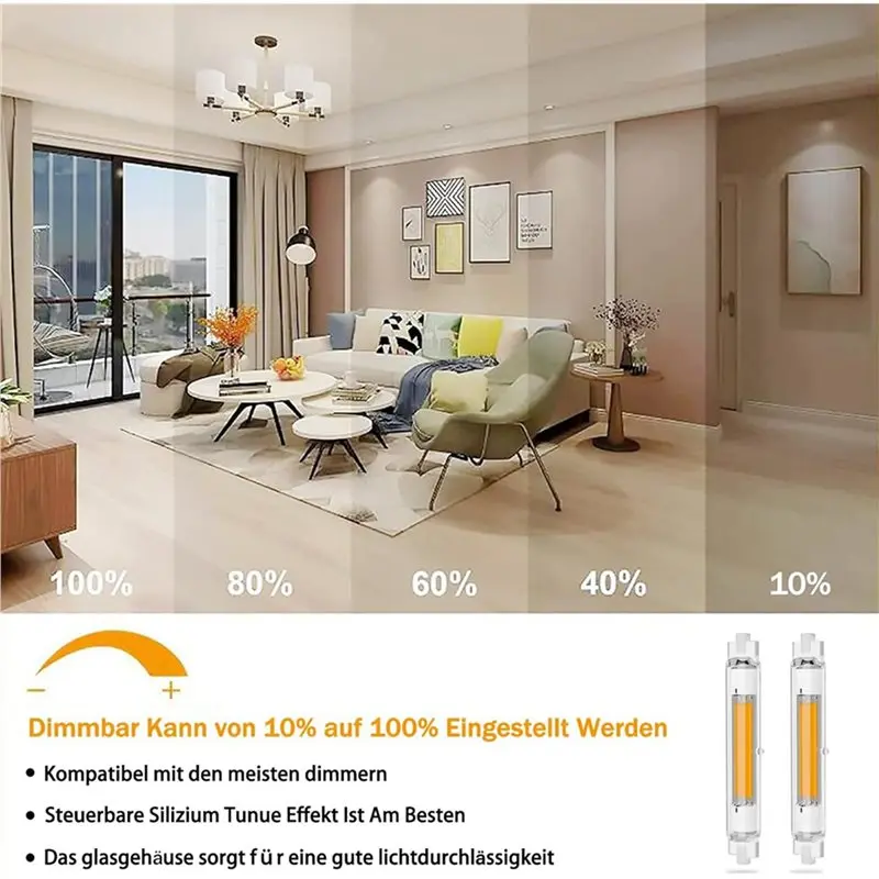 ABGE-4Pack R7S LED 118 Mm, 30 W R7S LED Dimmable Bulbs Replacement For J118 Mm, Warm White 3000 K 3000LM