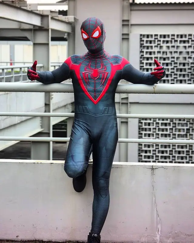 Adults  Miles Morales PS5 Spiderman cosplay Peter Parker Superhero Cosplay Costume Full Bodysuit Zentai Second Skin Party