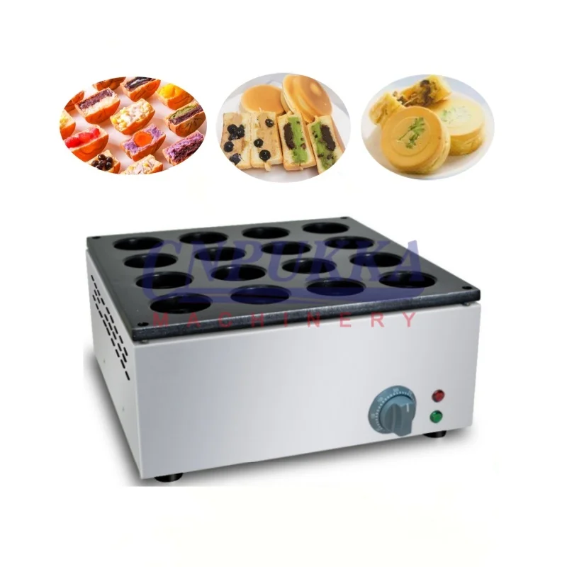 Máquina comercial para hacer hamburguesas y huevos, máquina para hacer pasteles con ruedas de 16 agujeros, máquina para hacer pasteles de frijol rojo, calefacción eléctrica, máquina para hacer pasteles con ruedas de frijol rojo