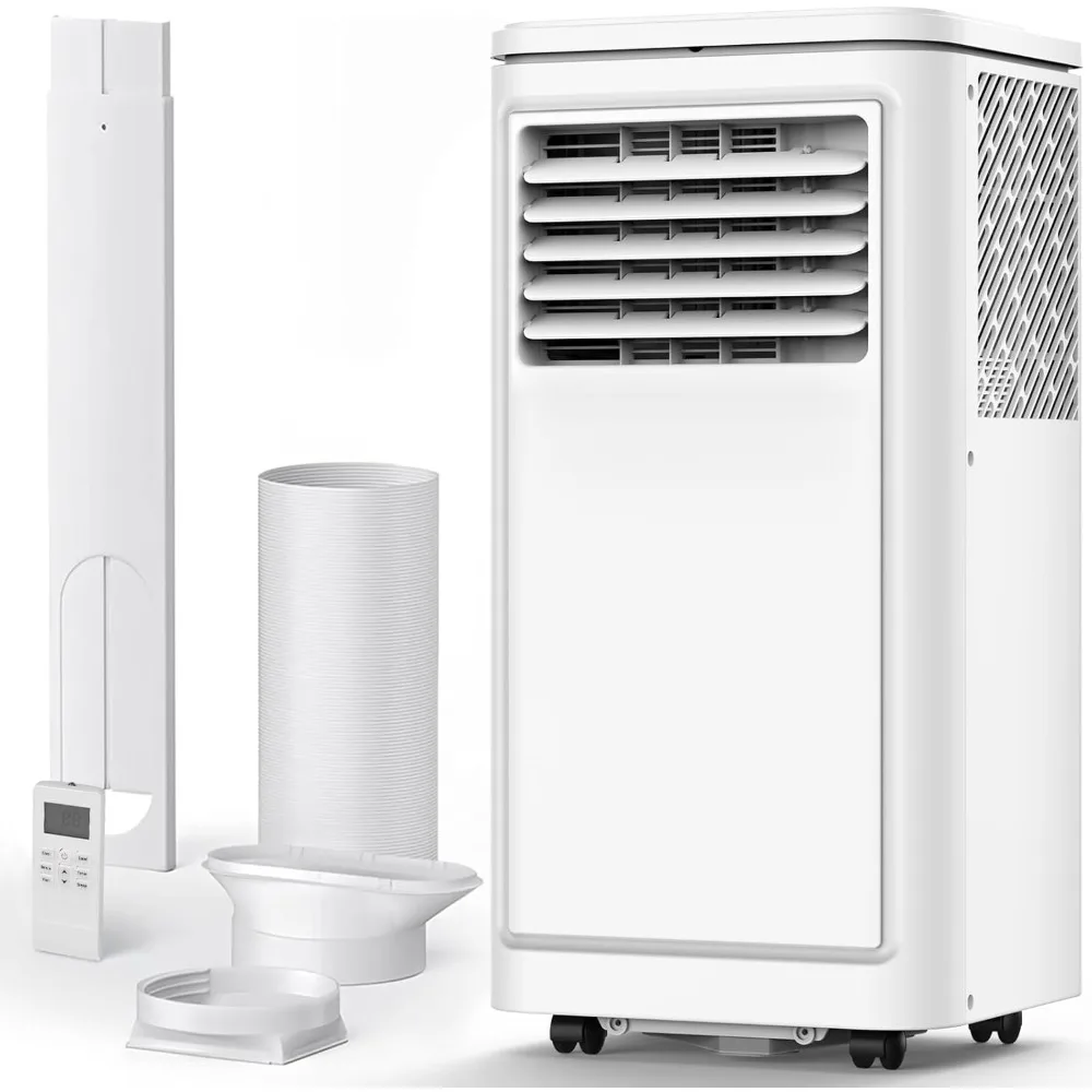 Condicionador de ar portátil, 8000 BTU, 3-em 1, modo ECO de resfriamento, 2 velocidades do ventilador, temporizador 24H, desumidificador de controle remoto