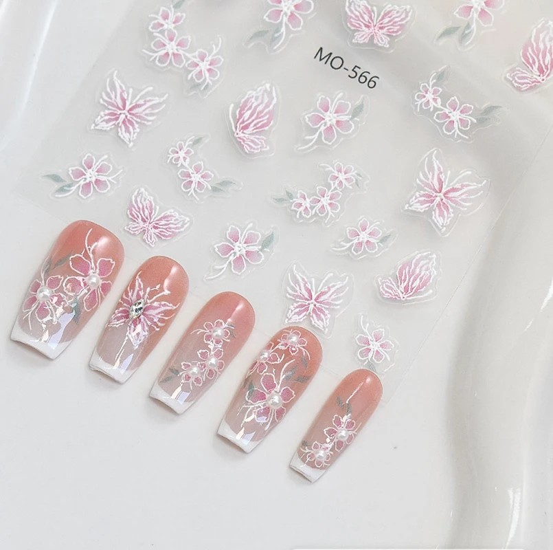 5d in rilievo rosso grigio bianco semi-trasparente rose fiori nail art decalcomanie adesivi per unghie artistiche manicure consigli decorazioni