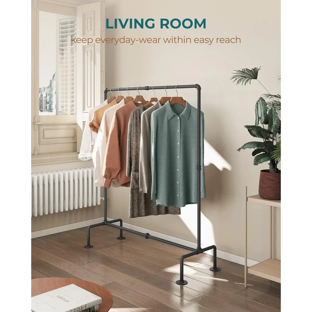 오로피 산업용 파이프 옷걸이, 독립형, 견고한 탈부착식 옷걸이, 의류 보관용 안정적인 4개의 다리 포함