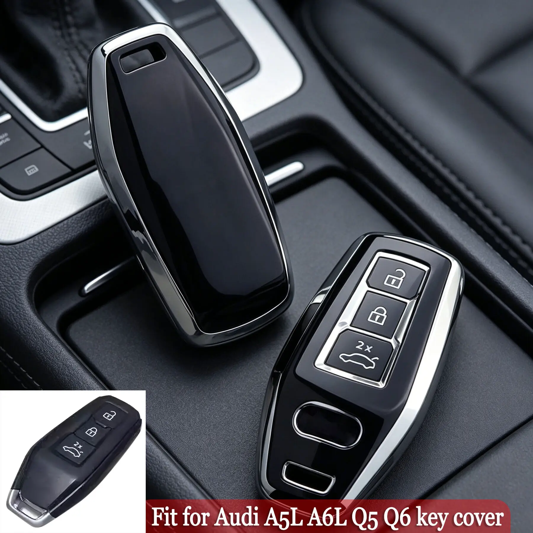 Image of Weiche TPU-Autoschlüsselhülle für Audi A5L Q6L E-tron A5 2025 Q5 Q6 A6 2025 2026 A6L A3 Schlüsselanhänger Halter Brieftasche Zubehör