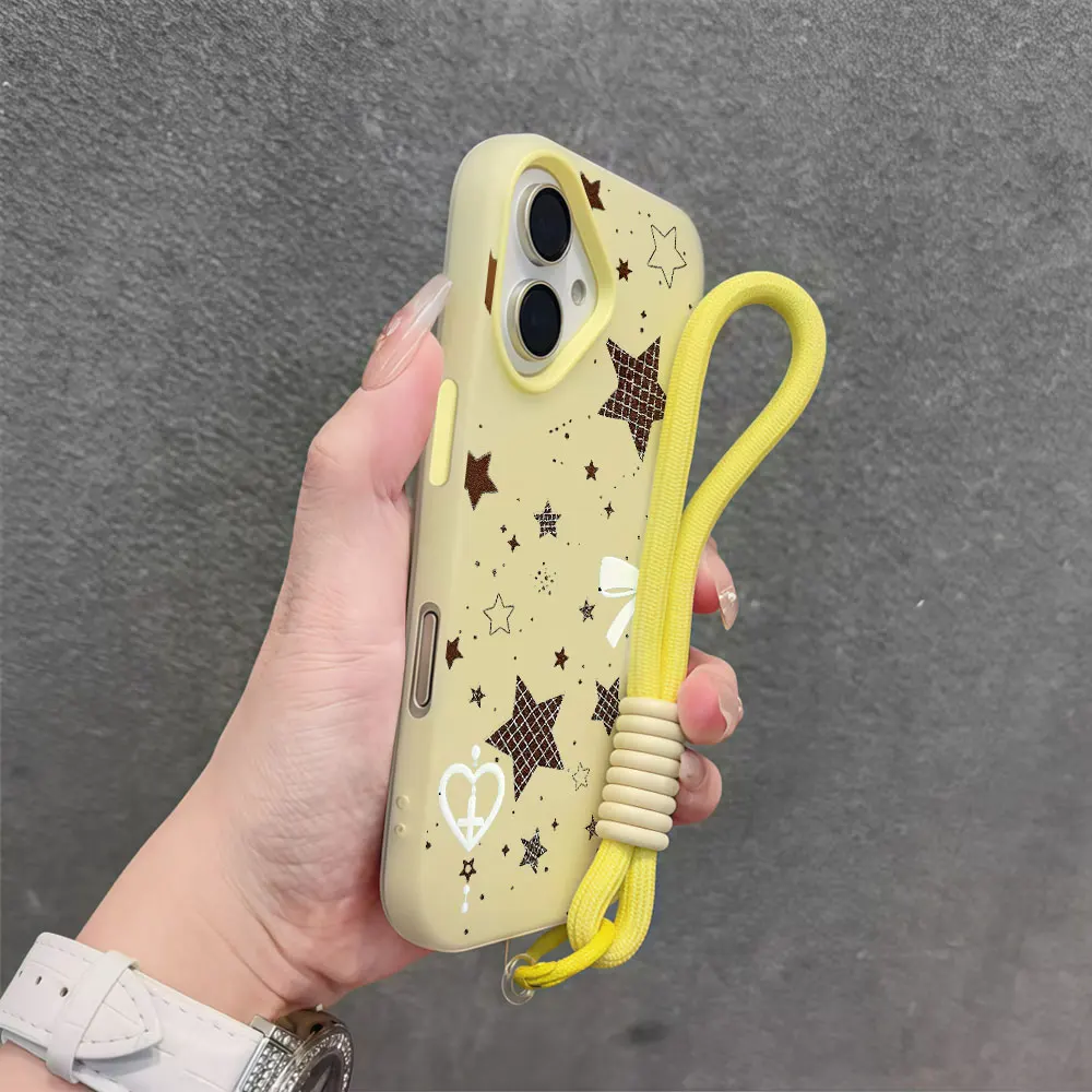 Coque de téléphone coréenne à motif étoile pour Xiaomi Mi11 Lite 5G 17 Pro Max 15T Pro 15T 14T Pro, étui mat 2 en 1 avec cordon et dragonne