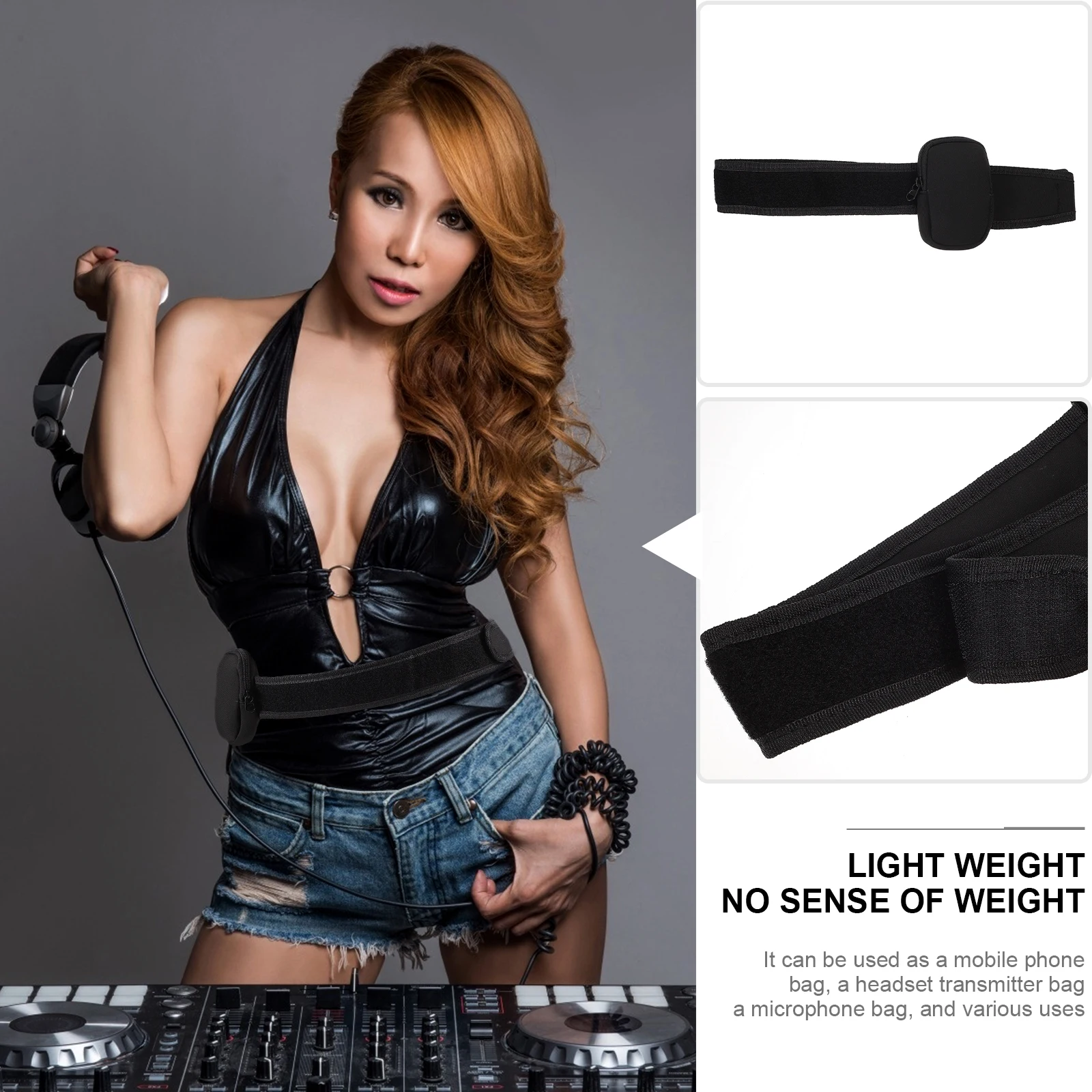 

1 pc Wireless Microphone Waist Bag Premium Mic Belt For Transmitter Storage Headset Pouch Vertical Design Microphone Pouches