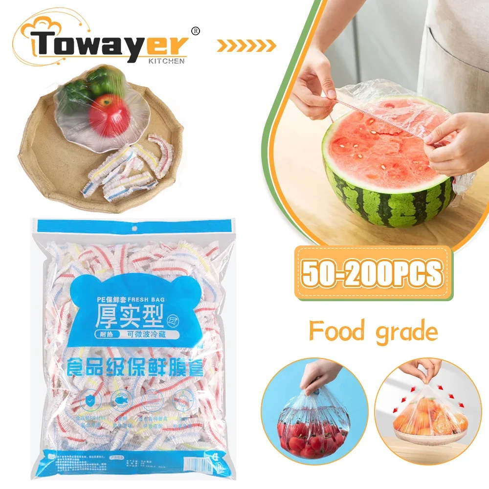 

Saran Wrap Disposable Food Cover Food Grade Fresh-keeping Plastic Bags Vegetable Fruit Bowl Cover Kitchen Storage Accessories