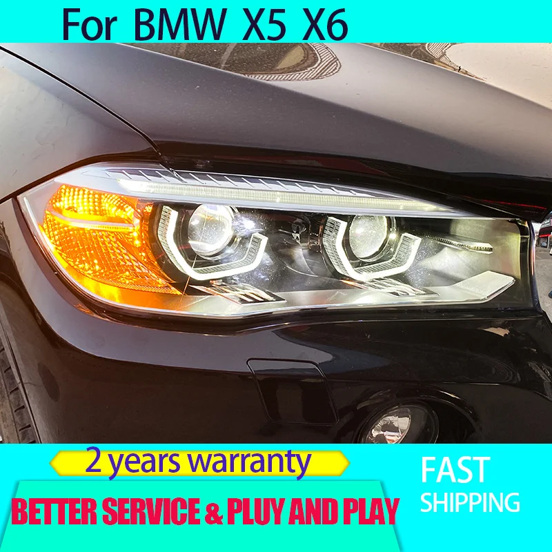 

Стайлинг автомобиля для 2014-2019 BMW X5 X6 фара головного света Лазерная линза фара низкая подъемность дневная строка