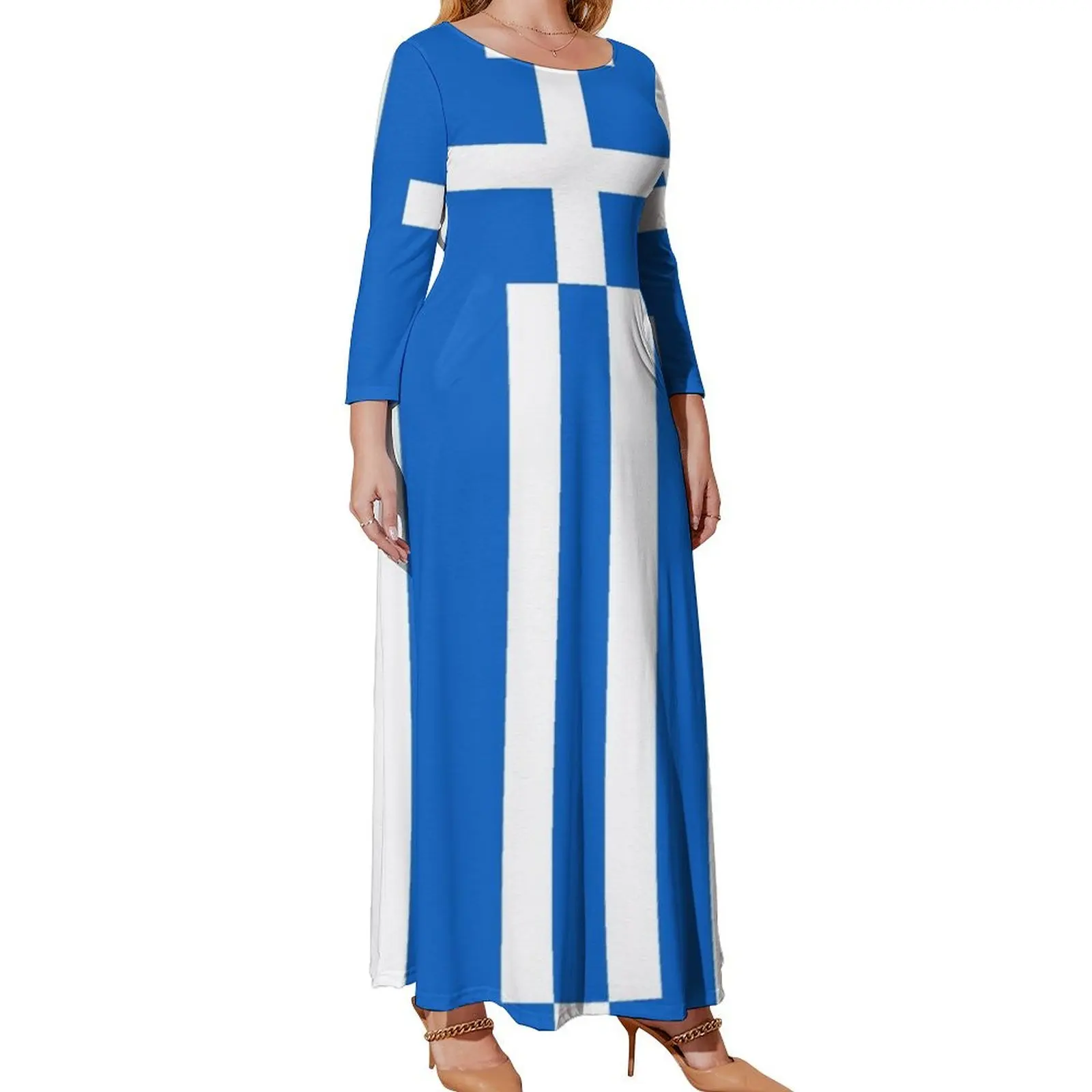 

Greek flag Long Sleeved Dress summer women's suit dresses for woman