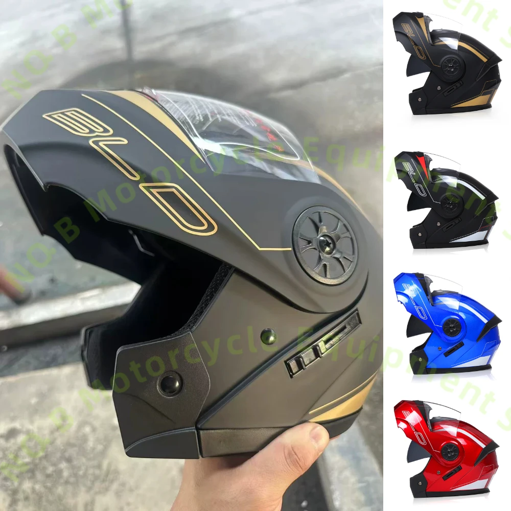 

BLD Dual Lens Flip Up Motorcycle Helmet Modular Cascos Para Moto Four Seasons Safety Racing Helmet For Men Women