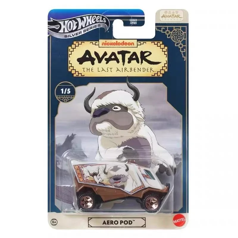 รถฮอตวีลส์ ซิลเวอร์ ลาเบลรถโลหะผสม 1:64 รถหล่อแบบสัดส่วน 《อวตาร: แอร์เบนเดอร์คนสุดท้าย》รถรุ่น Gdg83 ของเล่นสะสม