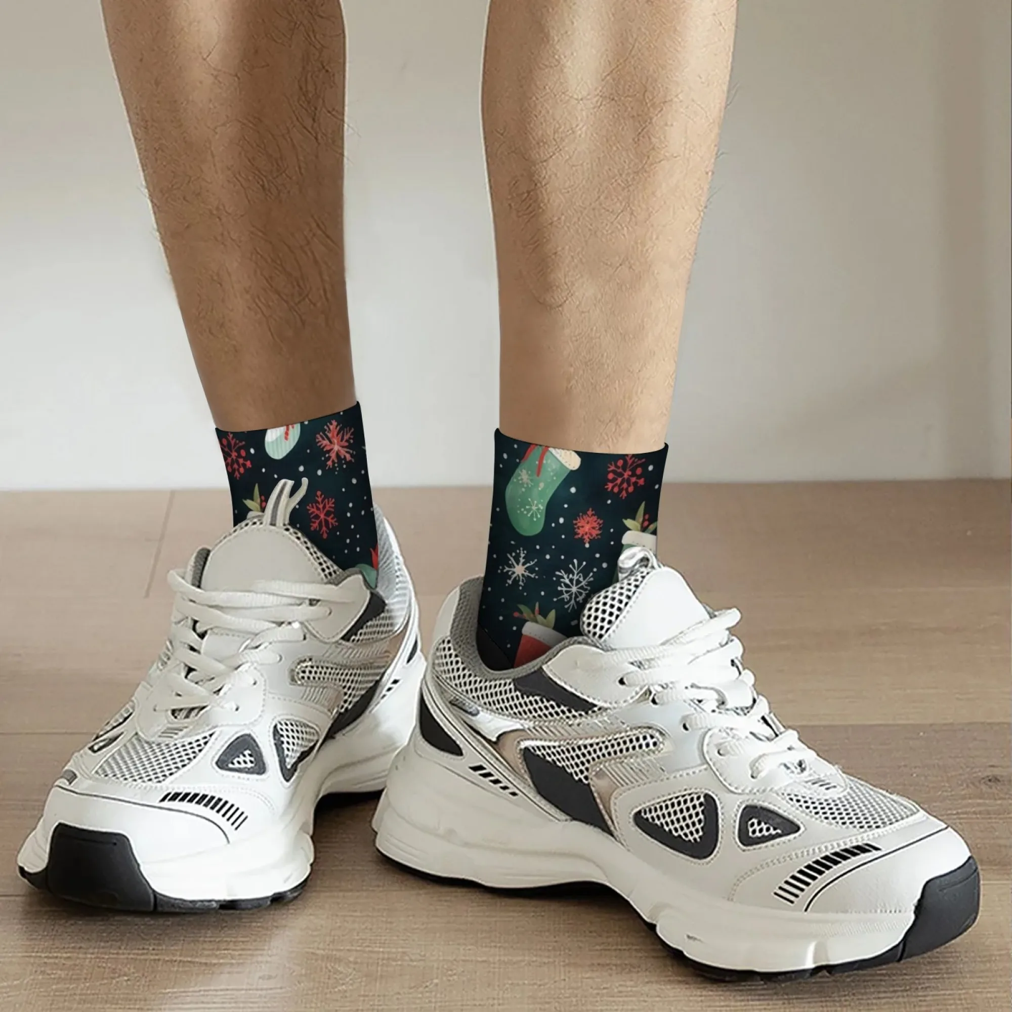 Christmas glove style Short Socks Polyester Blend Comfortable Casual Socks for Women Men Unisex Soft Breathable Lightweight