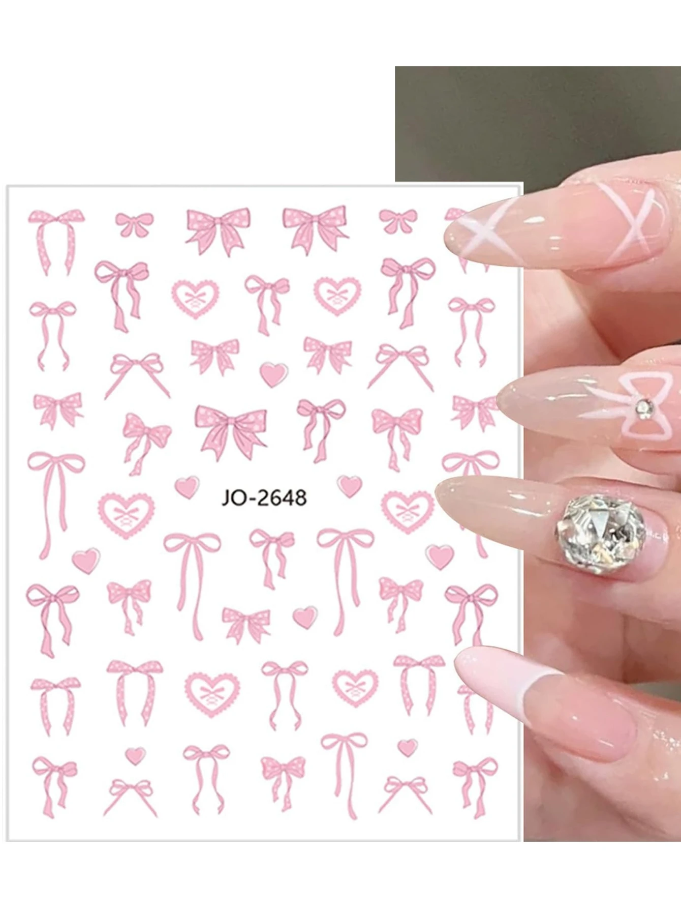 3/6/12 ورقة لطيف القوس القلب مسمار الفن ملصقات-الملونة ذاتية اللصق الشارات DIY هلام الاكريليك مسمار الديكور مجموعة