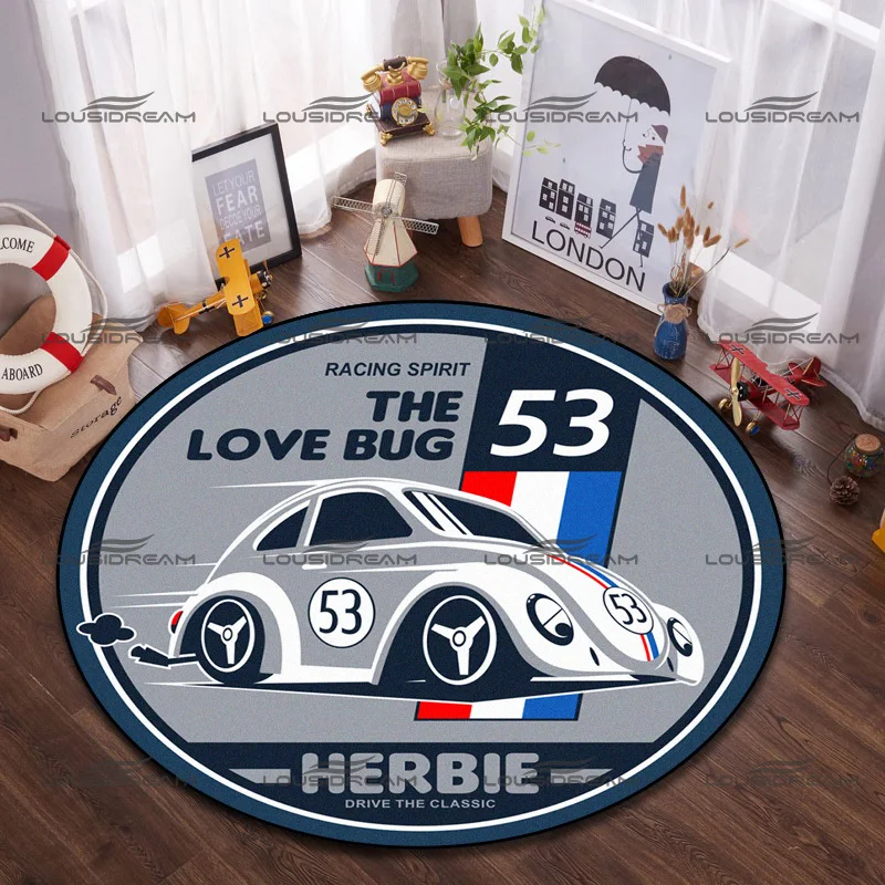 

Круглый фланелевый Автомобильный Ковер Herbie Beetle № 53, декоративные коврики для автомобиля, современные Домашние коврики для пола в гостиную, ковер для спальни