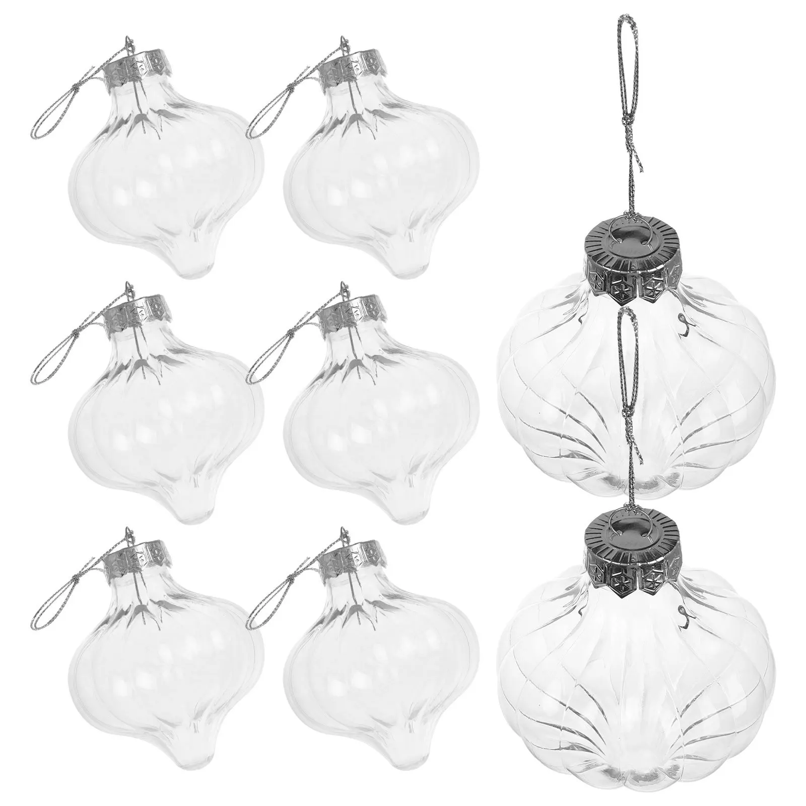 

8Pcs Clear Onion Christmas Balls Transparent Plastic Fillable Xmas Tree Hanging Ornaments Holiday Decor DIY Crafts
