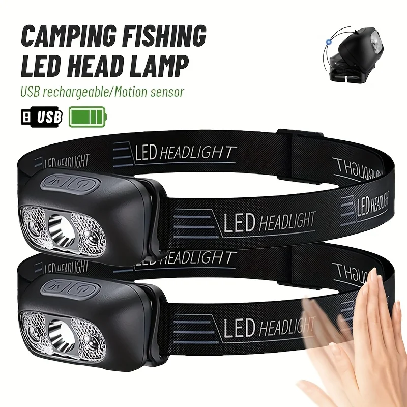 التعريفي Led كشافات صغيرة Led ليلة الصيد قوية رأس شعلة مصباح في الهواء الطلق مقاوم للماء التخييم المحمولة LED الاستشعار المصابيح الأمامية