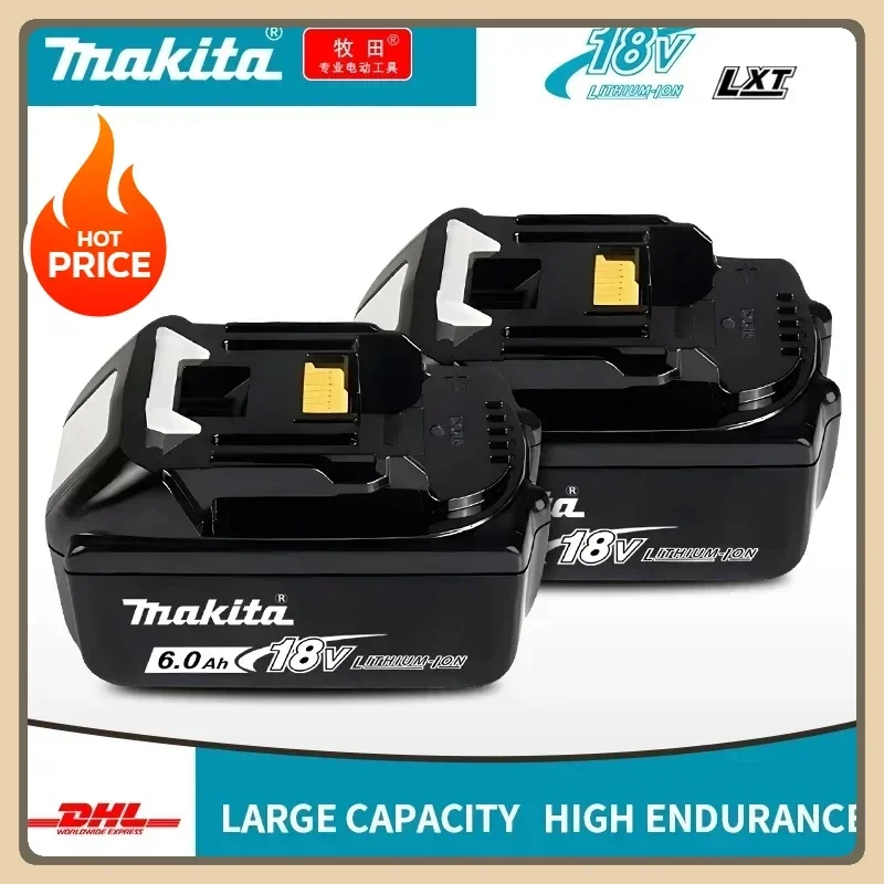 Batteria Makita 18V 6000mAh ricaricabile per elettroutensili, con LED, agli ioni di litio, sostitutiva LXT BL1860B BL1860 BL1850, caricabatterie 3A