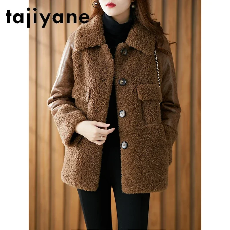 

Tajiyane 2021 Autumn Sheep Shearing Women's Jacket Spring Fashion Brown Genuine Woolen Coat Korean Clothing Manteau Femme Gmm773