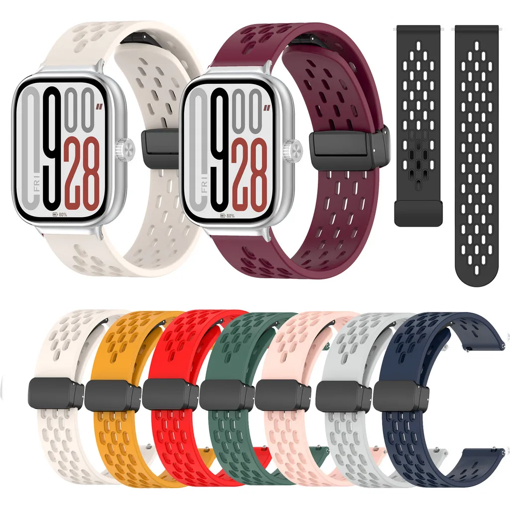 Silicone Magnetic Buckle Strap For Redmi Watch 6 5 4 / Xiaomi Band 8 9 Pro  Soft Candy Color Watch Band Sports Bracelet Loop