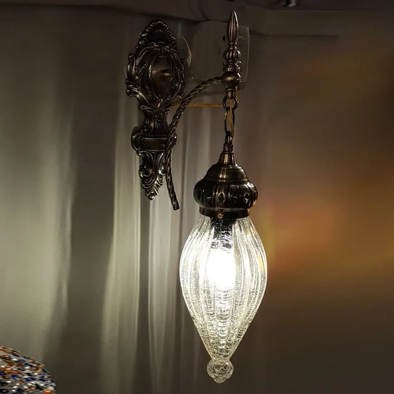 American Country Private Room Restaurant Wall Lamps Bar Club Color Turkish Lamp Crystal Glass Decorative Thai Lighting Fixture
