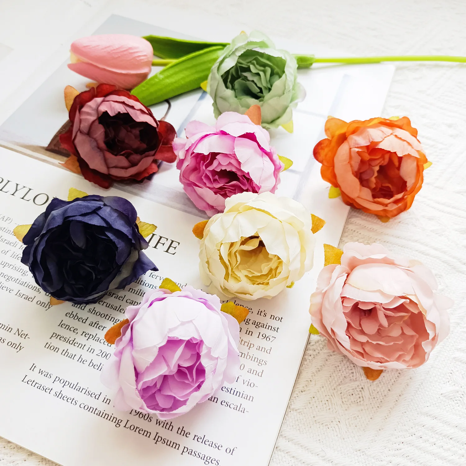 

10 Pieces Fake Peony Flower Head Wedding Decorative Flowers Wreaths Artificial Flowers for Home Decoration Diy Gifts Candy Box