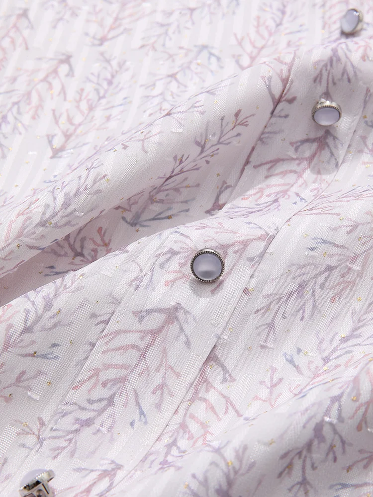 I BELIEVE YOU French Floral Chiffon Female Shirts & Blouses 2024 Summer New Square Collar Puff Sleeves Shirt Chic Top 2232205048