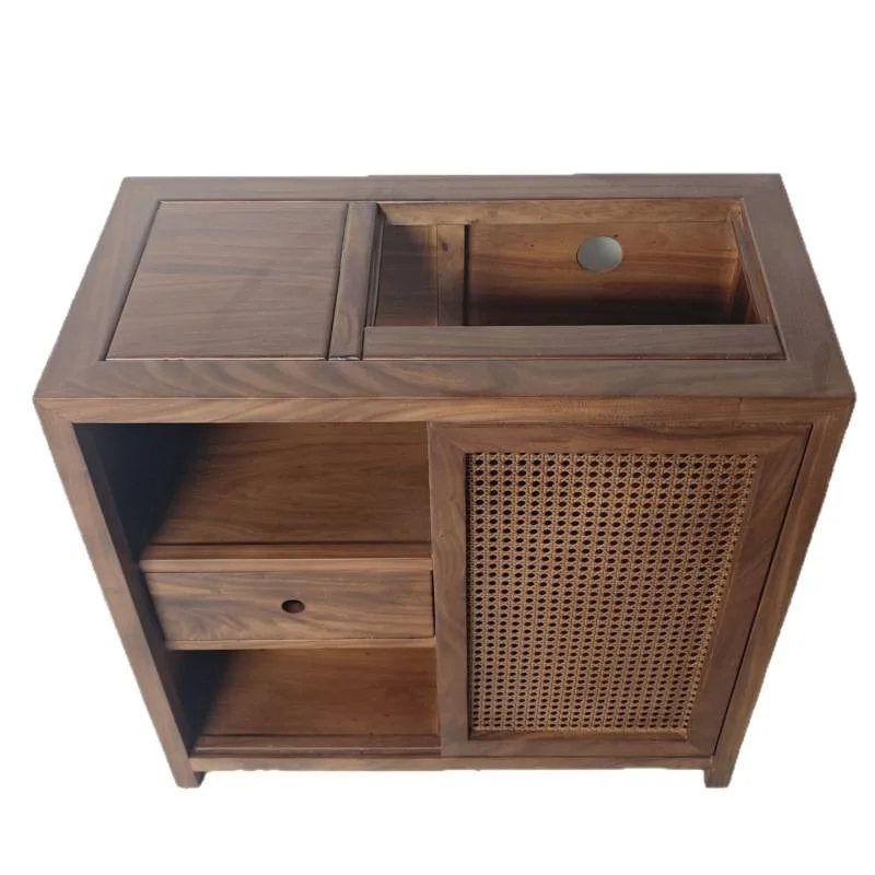 New Chinese solid wood cabinet, old elm living room boiling water cabinet, bucket integrated multi-functional locker