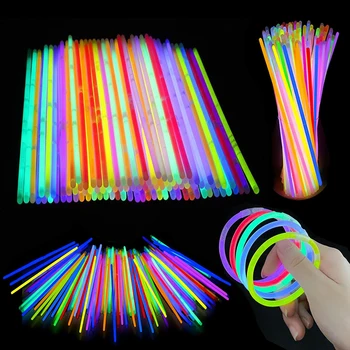 25-100PCS/Pack Party Fluorescence Glow Sticks DIY Bracelet Necklace Glowing in The Dark Stick Birthday Festival Party Supply ZYF 1