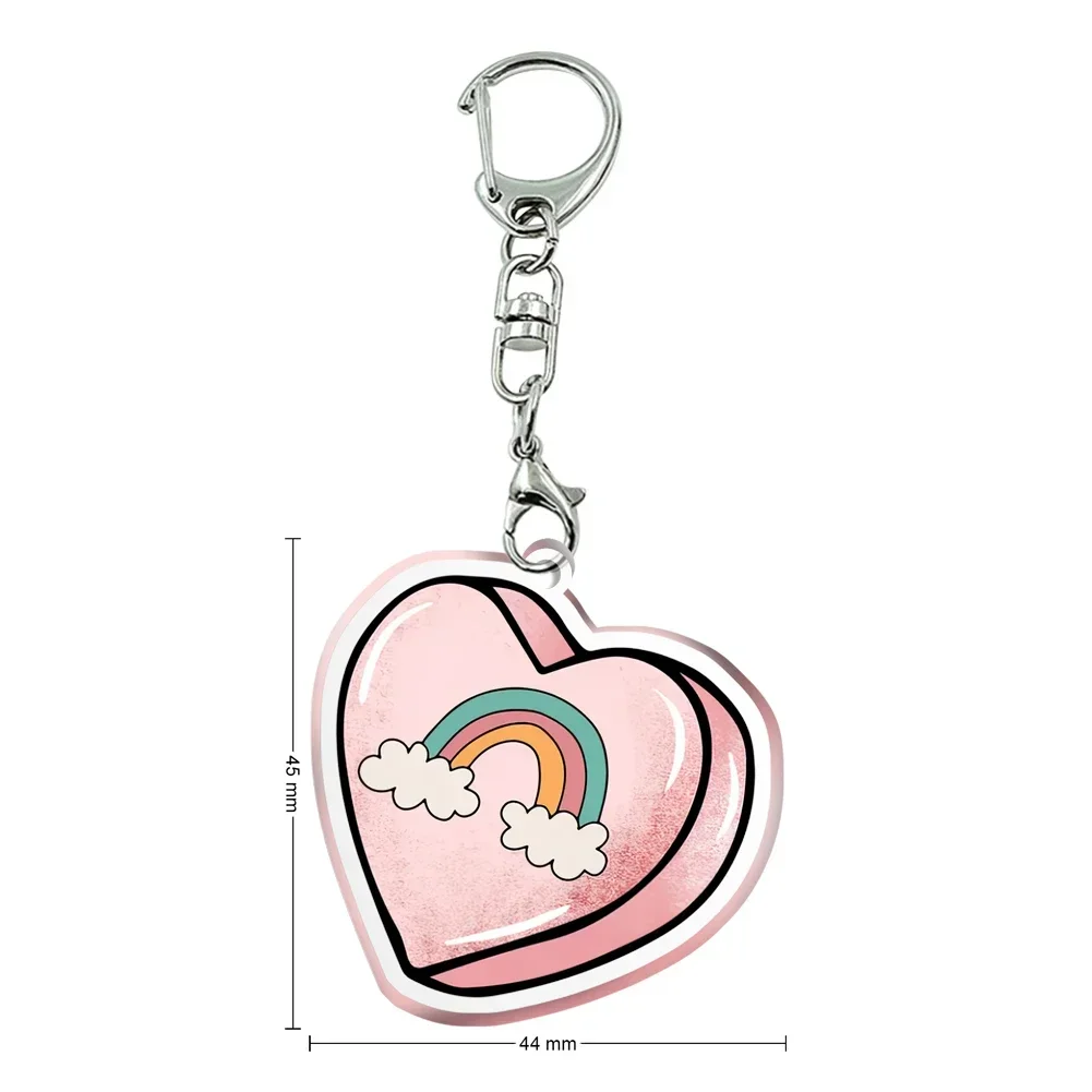 Love Shape Women Men Acrylic Cartoon Love Keychain Sided Transparent Acrylic Trinket For Friends Pendants