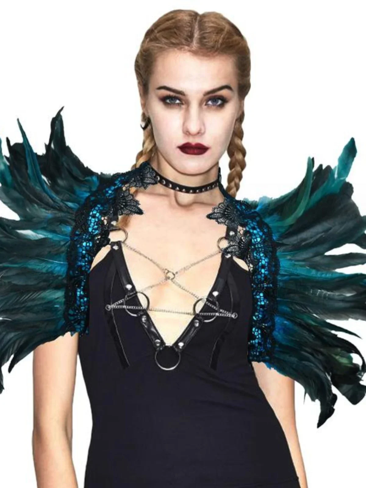 Gothic Lace Feather Shawl Halloween Cape Party Ball Cosplay Stage 1 Pack