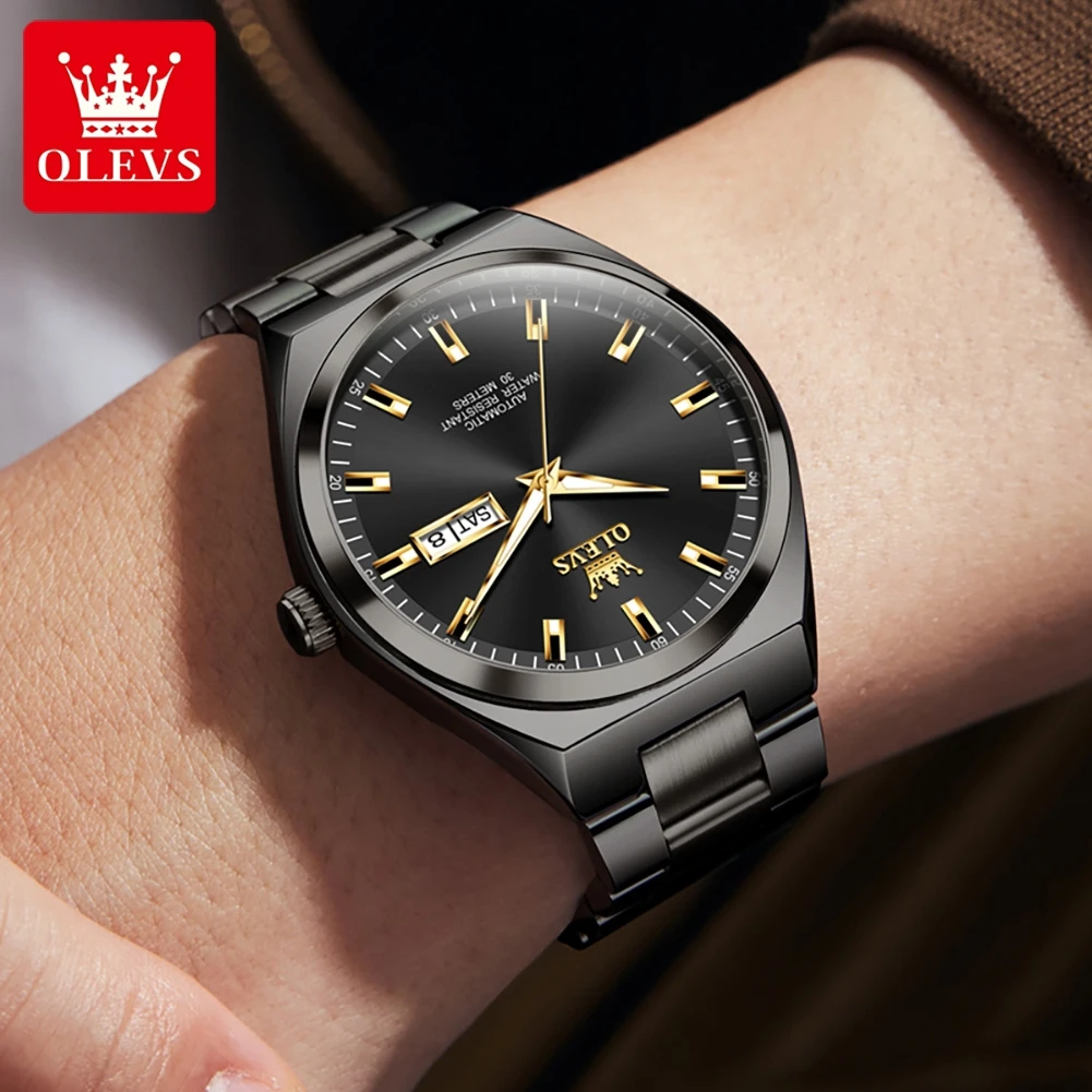 OLEVS Original Men\'s Watch Mature Leisure Luminous Calendar Week Automatic Mechanical Wrist watch for Men Relojes Hombres