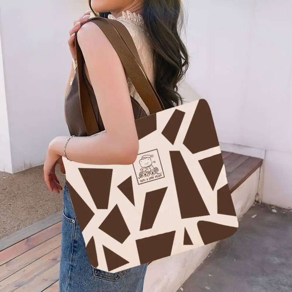 Borsa Shopper a tracolla in tela da donna borsa per la spesa riutilizzabile in tessuto di cotone Eco per borsa da donna per studenti borse per libri