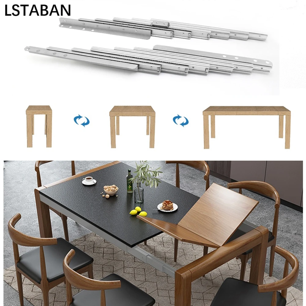 Aluminum Alloy Hidden Folding Table Rails 1.8M/2.5M Telescopic Multi-section Flat Push Folding Hardware Accessories