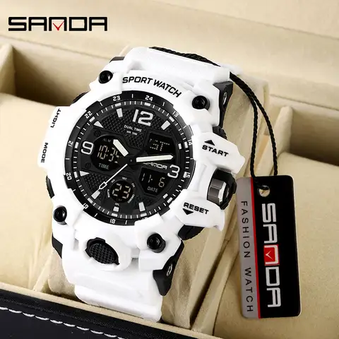 SANDA Top Fashion Men's Watches Military Quartz Watch Man Waterproof Wristwatch for Men Clock Shock Relogios Masculino 6030