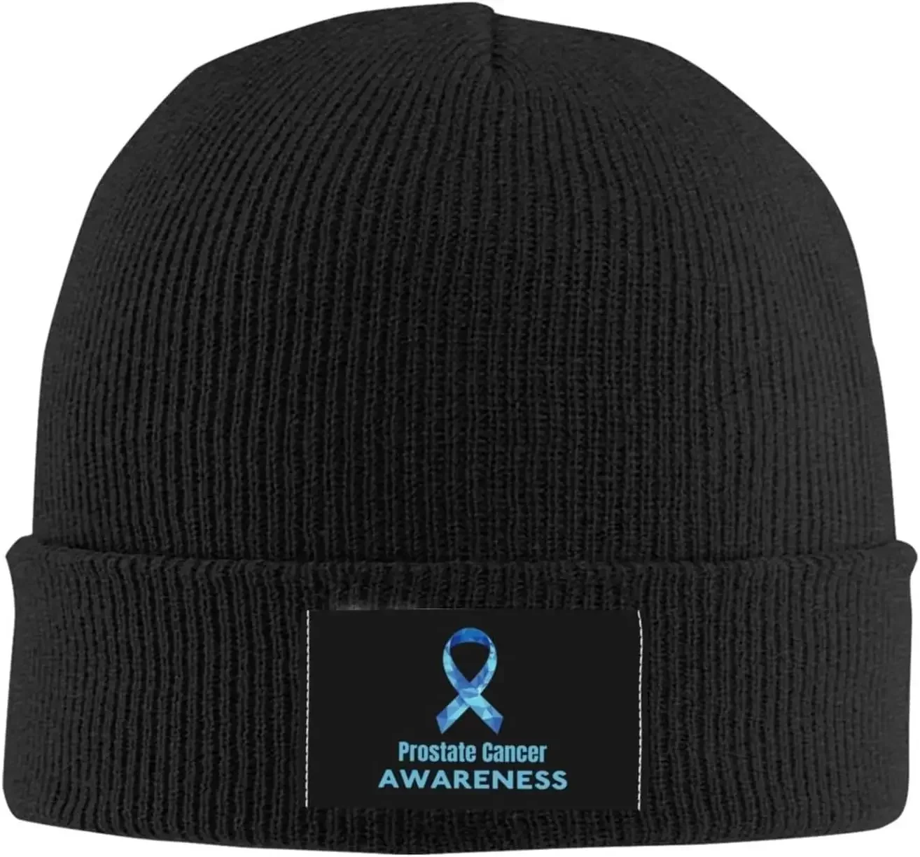 Prostate Cancer Awareness Beanie Hats Warm Chunky  Knit Hat Slouchy Skull Cap for Women Men Black