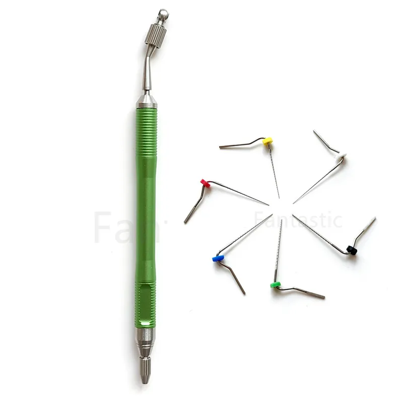 

5Kits Dental Micro Metal Green Clean H-Files Hand File Holder Two in One 90 Degree Prebent For Root Canal Micro Therapy