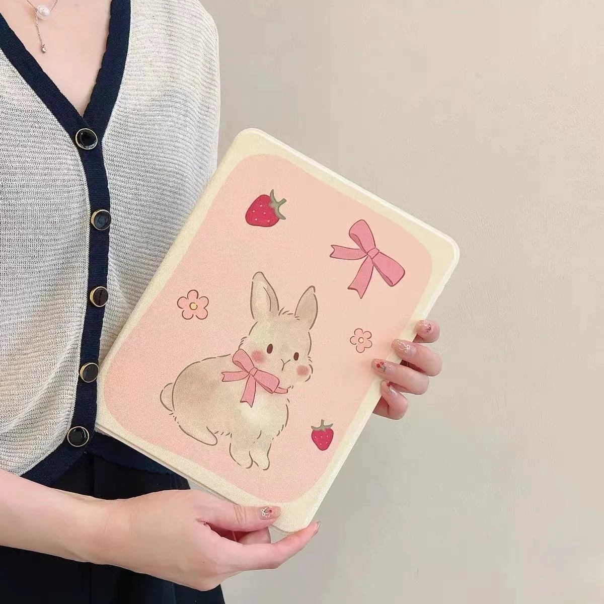 Bowknot Rabbit Rotating Bracket Pen Slot Tablet Case For Mini7 6 iPad11 10 6 5 Pro 2024 2022 2021 2020 2018 Air2025 2024 5 4 3