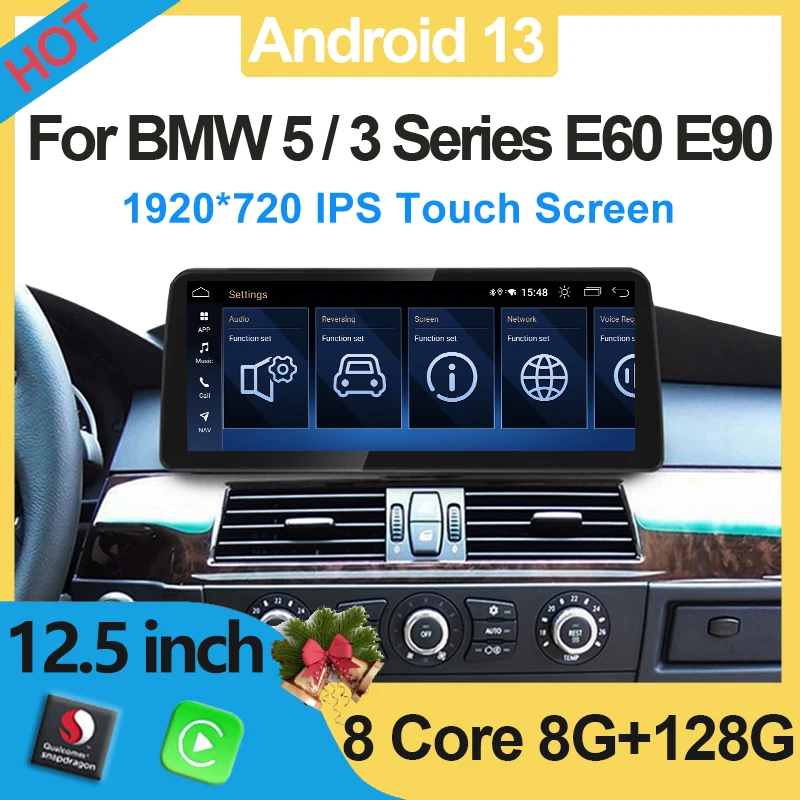 

Qualcomm Android 13 Car Bluetooth Carplay Auto For BMW 3 Series E90 E91 5 Series E60 E61 Video Player Monitor Central Multimedia