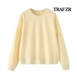 TRAF ZR Solid T-shirts Woman Autumn 2024 O-Neck Women Tops Long Sleeve T-shirt Basic Y2k T-shirts Harajuku Fashion T-shirt