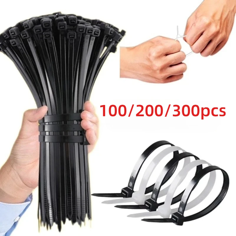 100-1000 Stück Kunststoff-Nylon-Kabelbinder Selbstsichernde Kabelbinder Verstellbare Kabelbefestigungsschlaufen für Zuhause und Büro Draht-Kabelbinder