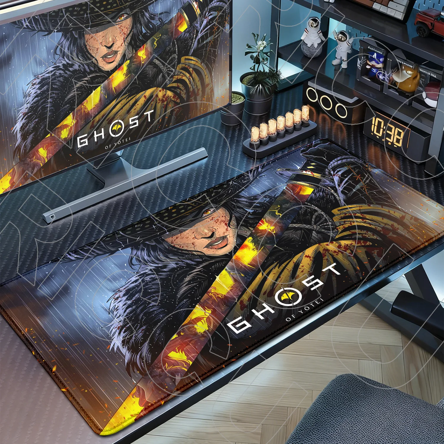 لعبة الساموراي اليابانية 40x90 سنتيمتر G-Ghost of Yotei ماوس الوسادة كبيرة حصيرة مكتبية لوحة المفاتيح مكتب المطاط الكمبيوتر عدم الانزلاق مكافحة فراي مسند الماوس