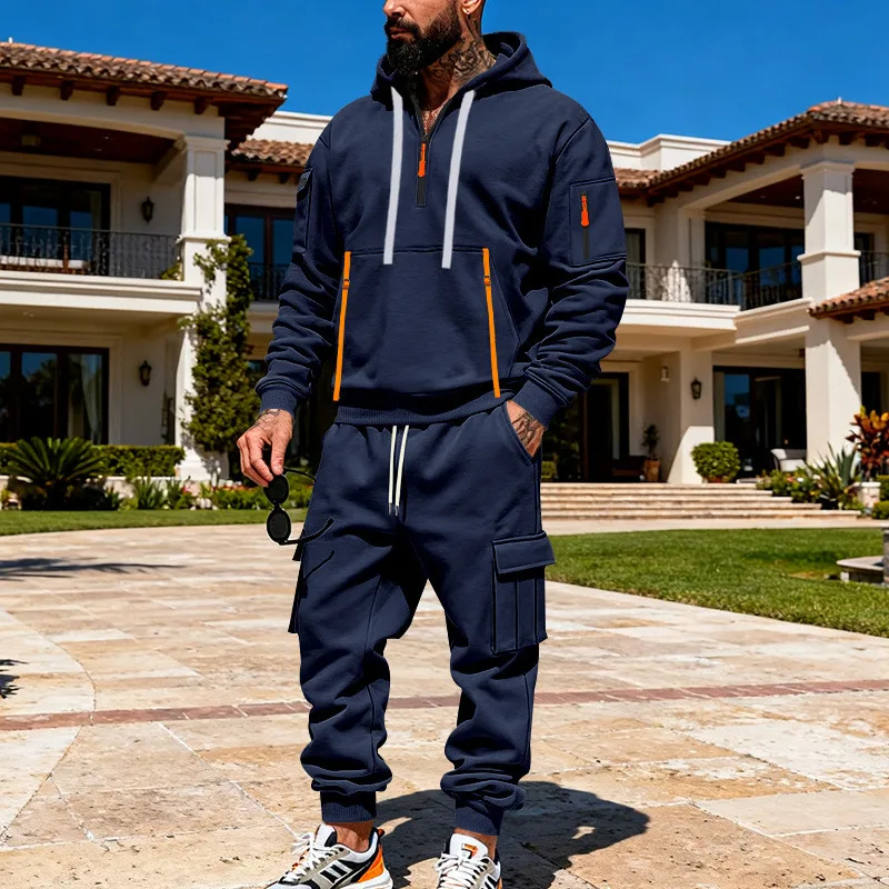 بدلة شتوية مخملية ثقيلة للرجال فضفاضة غير رسمية بأدوات رياضية شتوية عبر الحدود