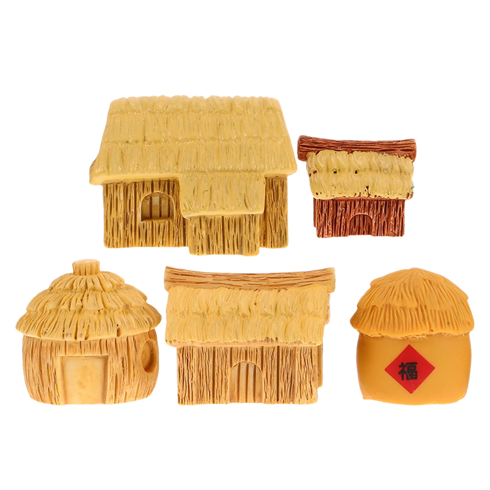 5 قطعة تماثيل منزلية صغيرة من الراتنج: ديكور كوخ القرية ذات المناظر الطبيعية الصغيرة لحديقة الجنية بونساي الأواني العصارية ساحة حلية #3