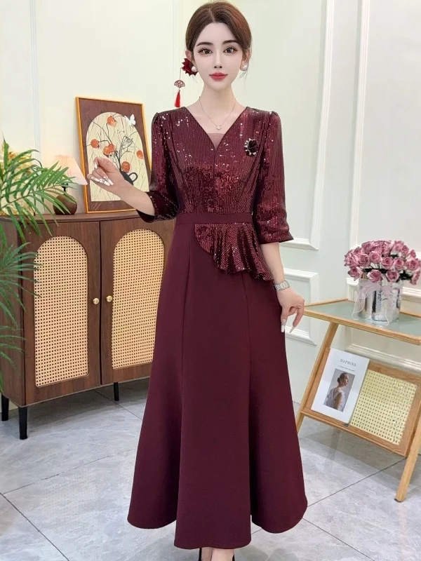 

Ele Long Tail Fi Tail Wedding Dr Sparkling Sequin Slimming Waist Materni Gown for Wedding And Formal Ocns