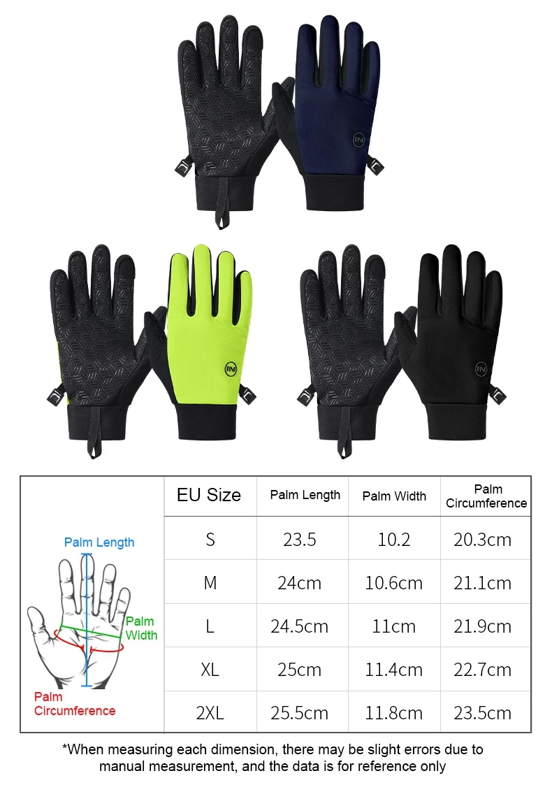 INBIKE Winddichte Fleece-Herren-Fahrradhandschuhe, warm, Vollfinger-Touchscreen, stoßdämpfend, rutschfest, lange Finger, Rennrad – Detail 3