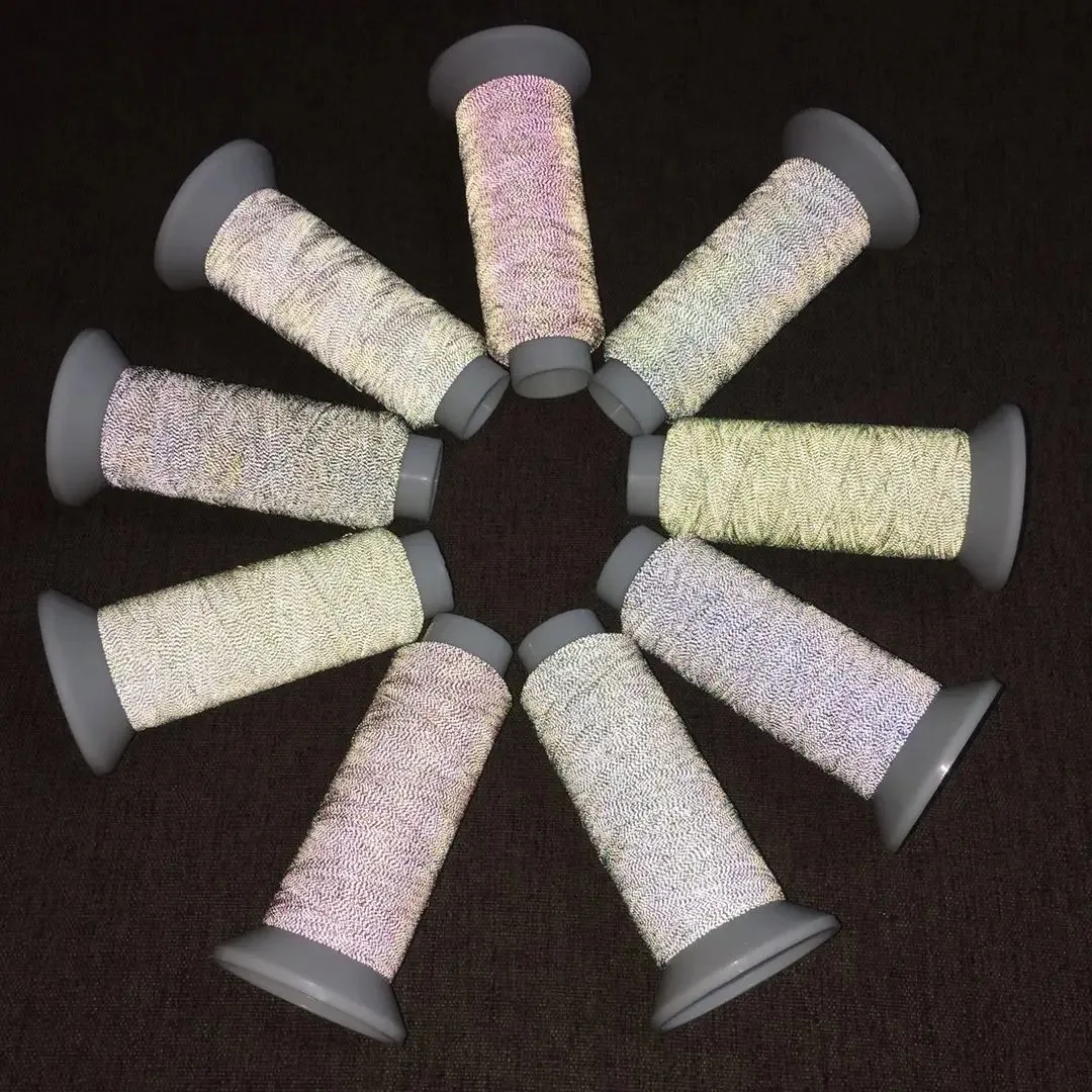 1000M Reflective Embroidery Thread Soft Colorful Sticky Thread Knitted Reflective Sewing Computer Embroidery Yarn