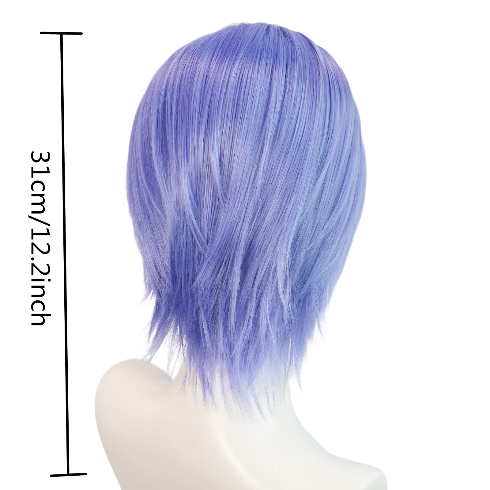 Anime poliéster cosplay peruca roxo em linha reta cabelo curto resistente de alta temperatura headwear festa de carnaval de halloween