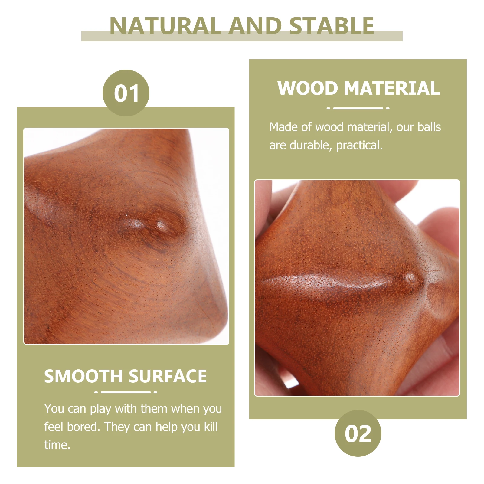 

2pcs Wooden Massage Balls Durable Hand Exercise For Strength Training Finger Dexterity Fitness Tool Home Office Elderly Gift