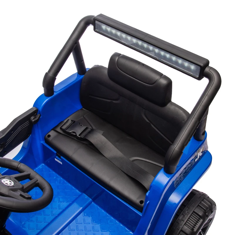 Niebieski elektryczny ciężarówka dla dzieci z podwójnym napędem, kontrola rodzicielska, wczesna edukacja, zabawka do jazdy dla dzieci, bezpieczny ciężarówka.